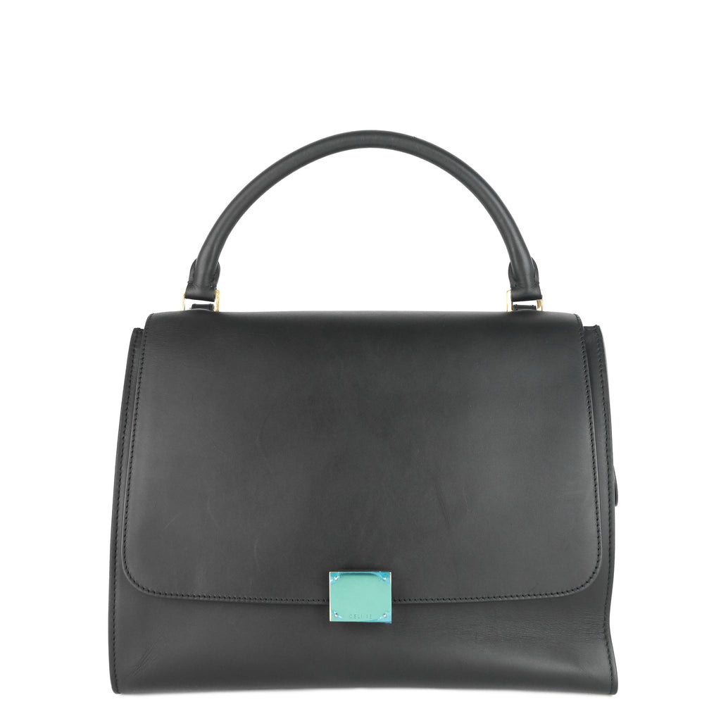 CELINE Trapeze Calfskin Leather and Suede Bag