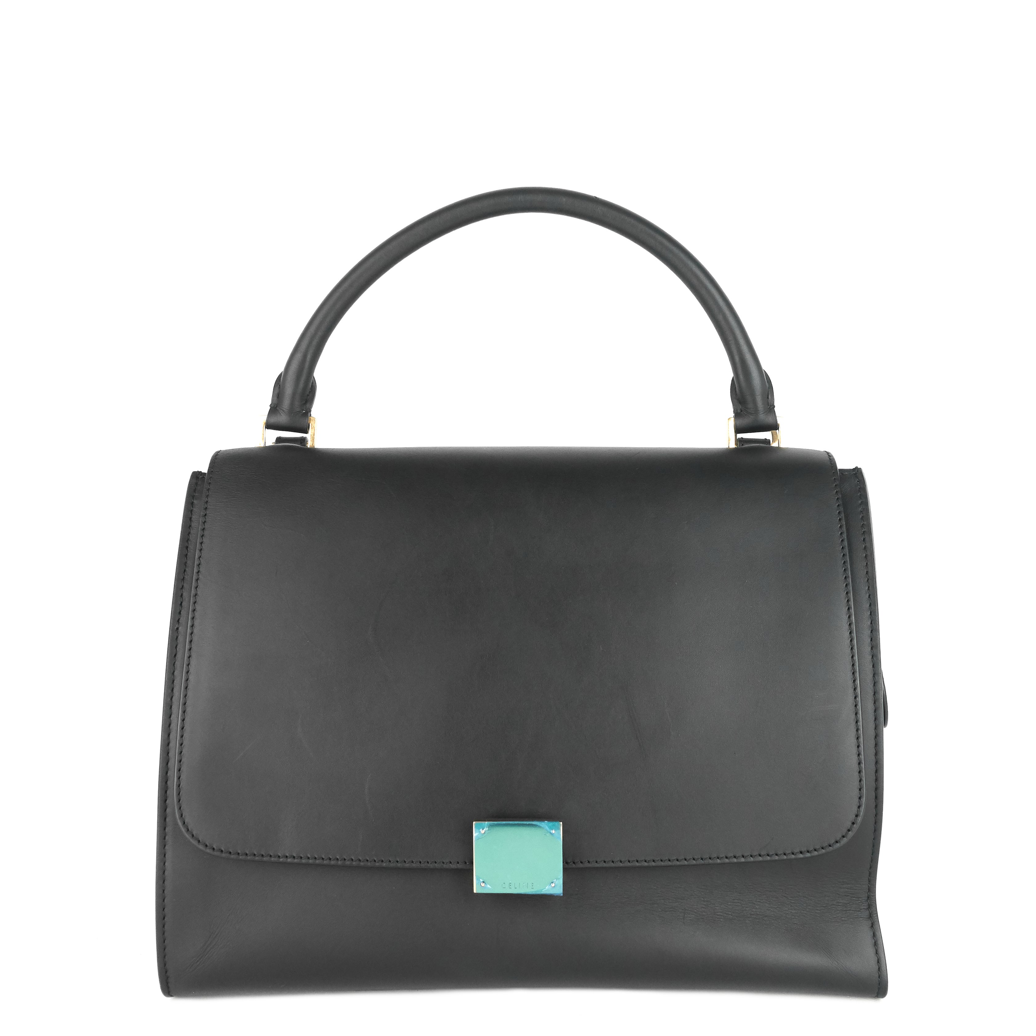 CELINE Trapeze Calfskin Leather and Suede Bag