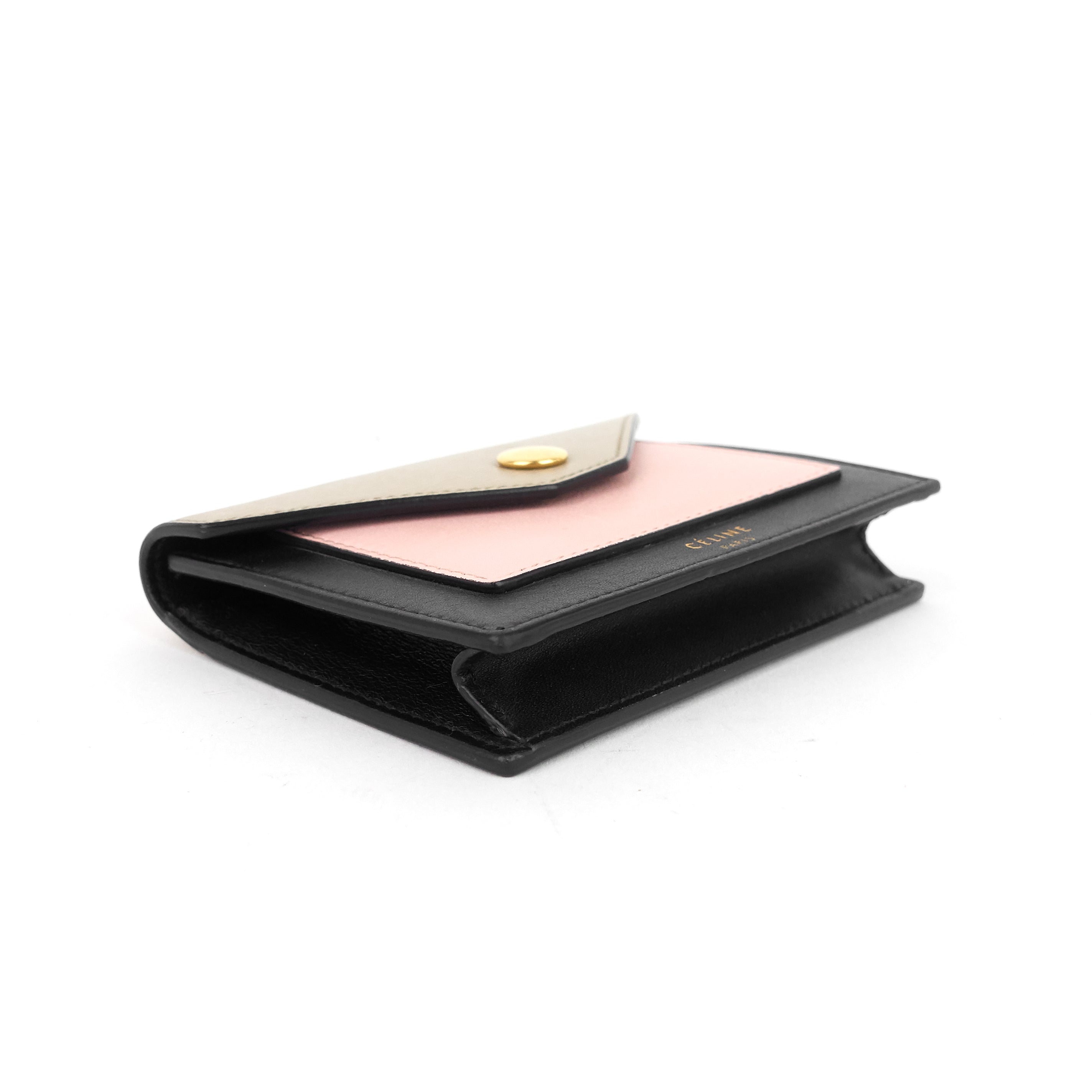 CELINE Pocket Tricolour Calfskin Card Holder