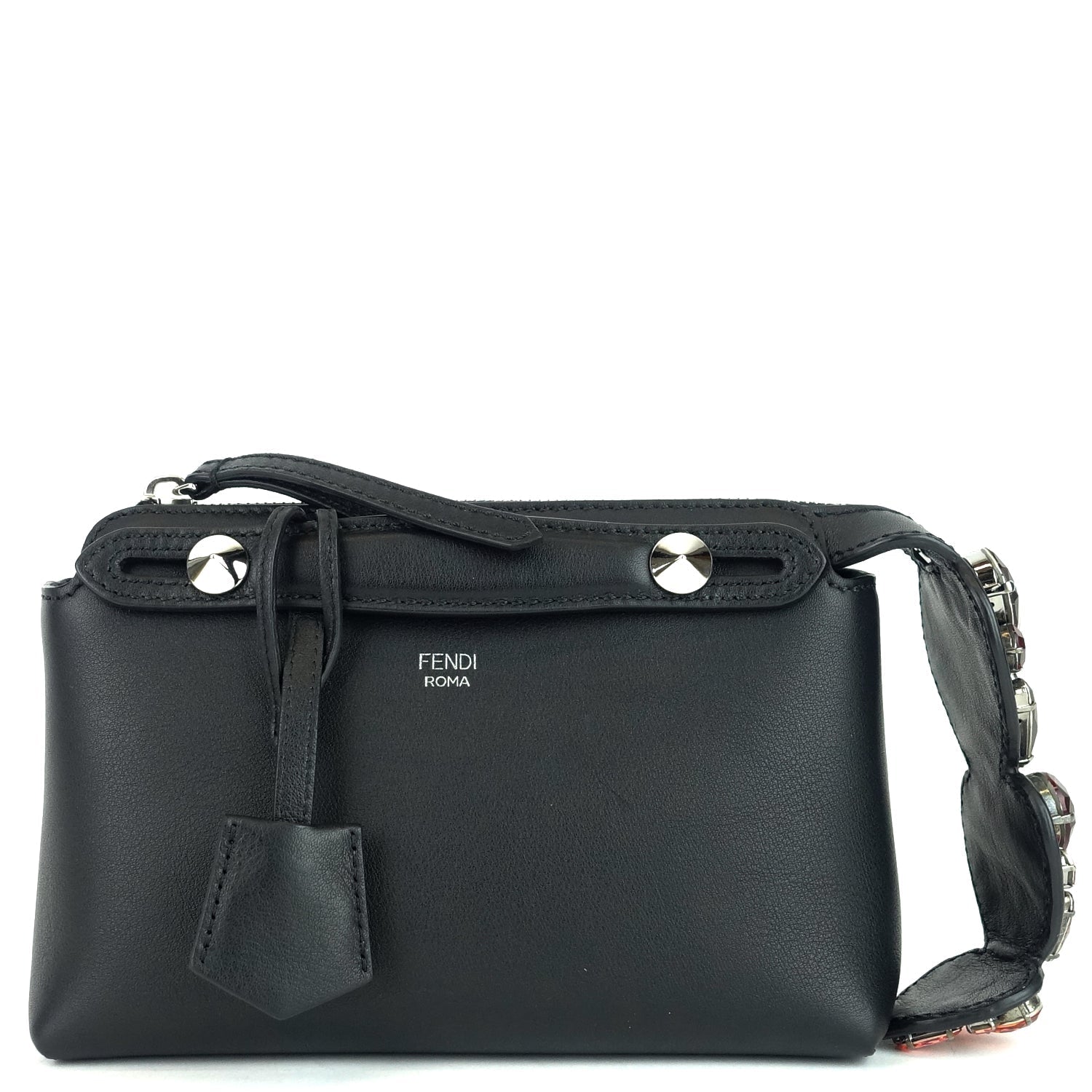 Fendi By The Way Calf Leather Mini Crystal Heart Bag