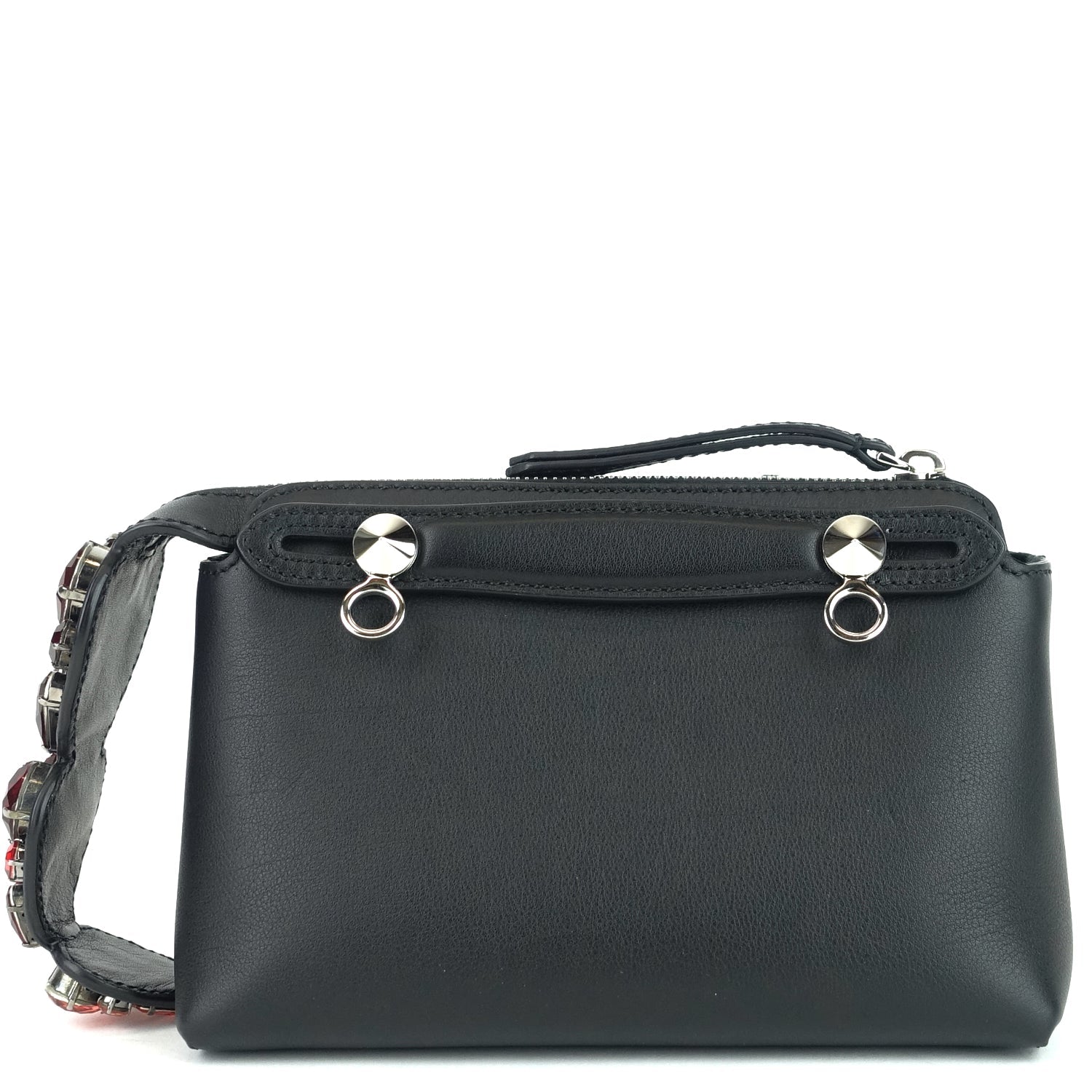 Fendi By The Way Calf Leather Mini Crystal Heart Bag