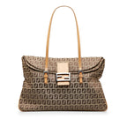 Brown Fendi Zucchino Double Flap Tote