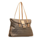 Brown Fendi Zucchino Double Flap Tote