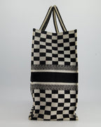 Christian Dior Large Black and White Chequered Book Tote Bag