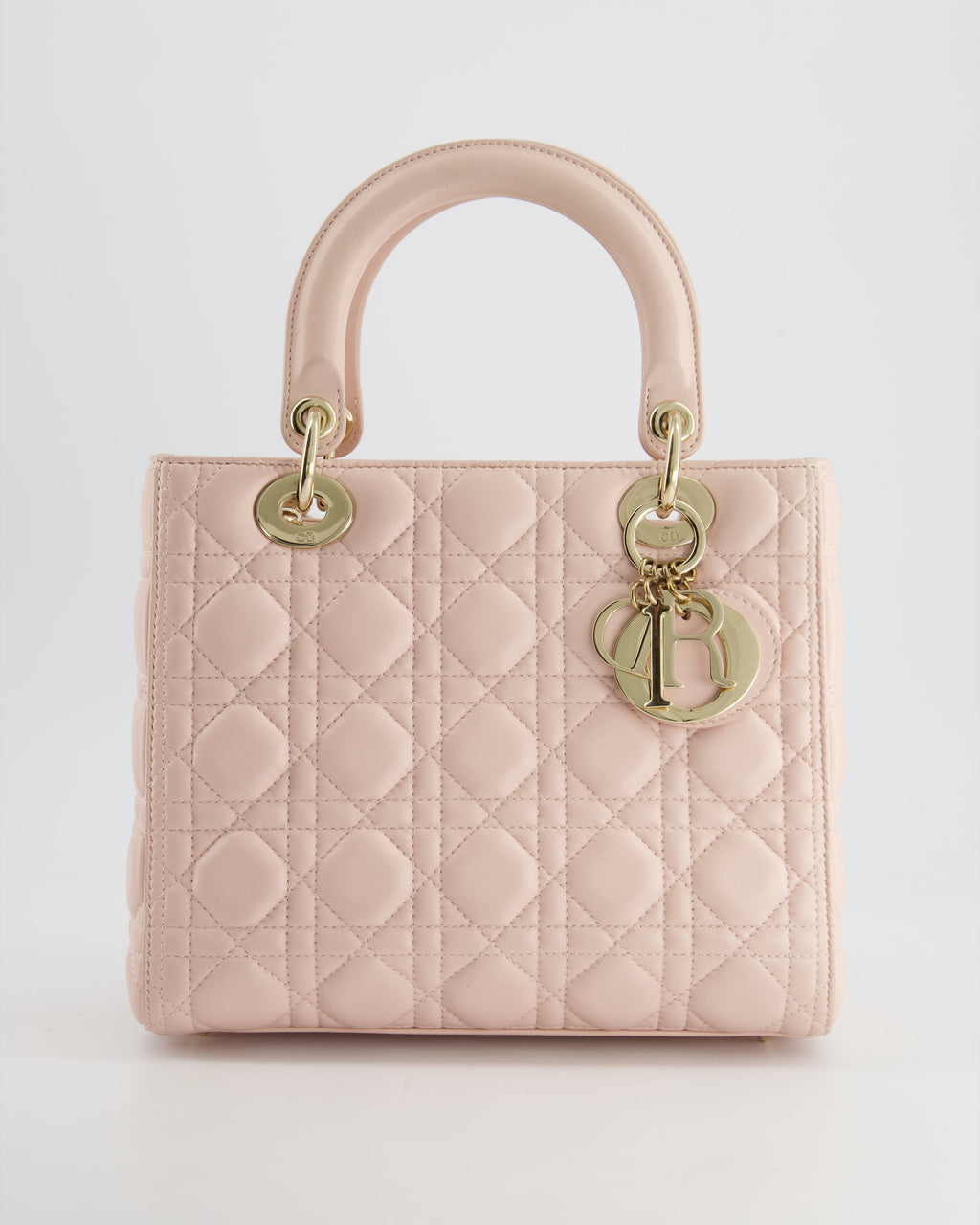 Christian Dior Heavenly Pink Medium Lady Dior Bag in Lambskin Leather with Champagne Gold Hardware
