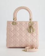 Christian Dior Heavenly Pink Medium Lady Dior Bag in Lambskin Leather with Champagne Gold Hardware