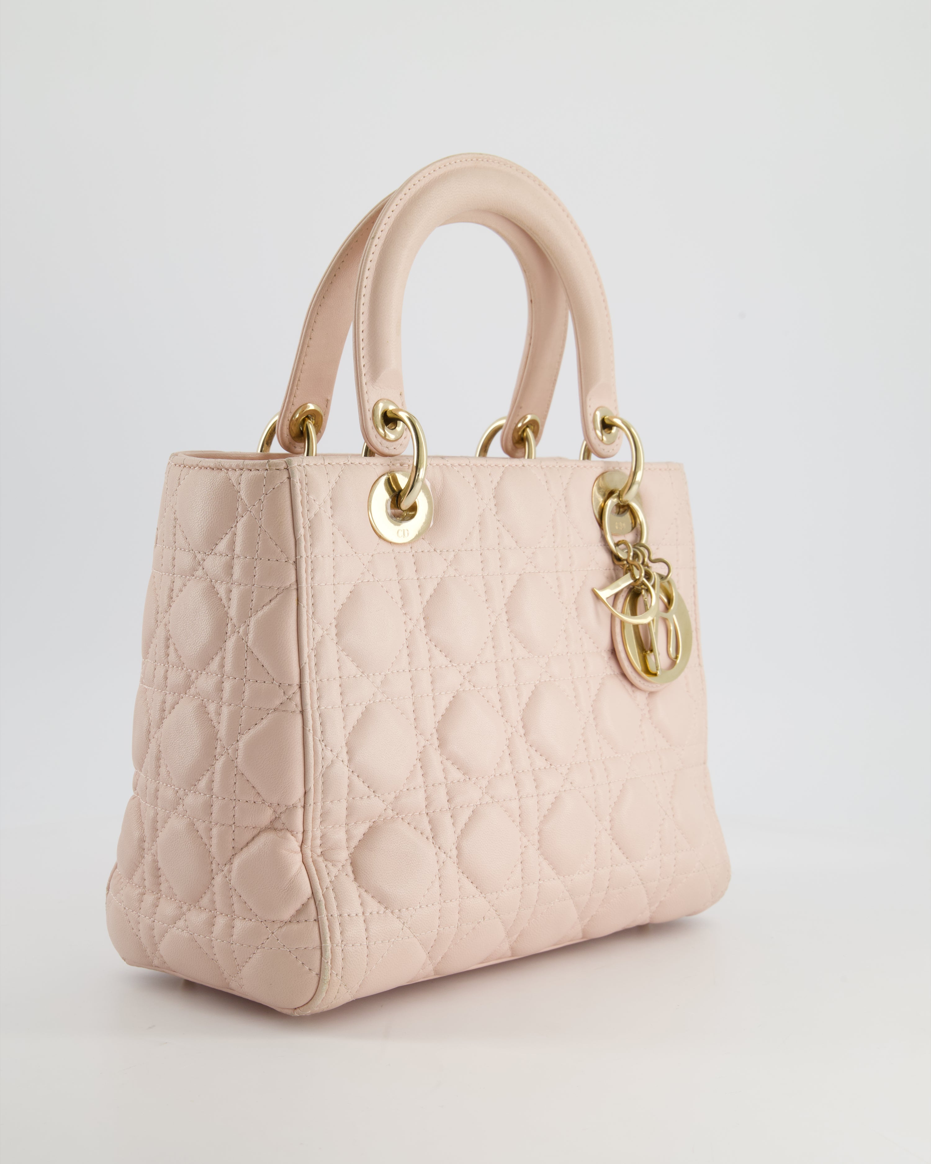 Christian Dior Heavenly Pink Medium Lady Dior Bag in Lambskin Leather with Champagne Gold Hardware