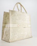 Christian Dior Cream and Gold Embroidered Large Book Tote Bag