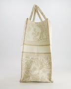 Christian Dior Cream and Gold Embroidered Large Book Tote Bag