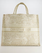 Christian Dior Cream and Gold Embroidered Large Book Tote Bag