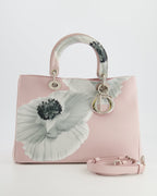 Christian Dior Light Pink and Grey Floral Diorissimo Bag with Silver Hardware