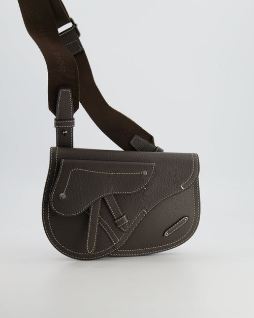 Christian Dior Brown Saddle Pouch Bag with Silver Hardware