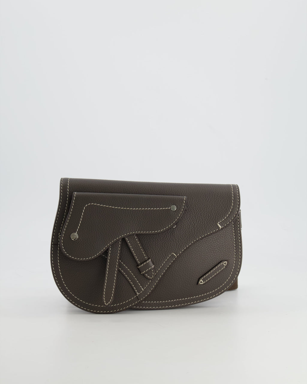 Christian Dior Brown Saddle Pouch Bag with Silver Hardware