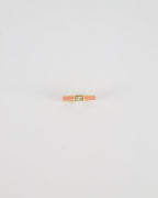 Fendi Gold Enamel Hexagonal Baguette Ring with pink Enamel Detail Size M