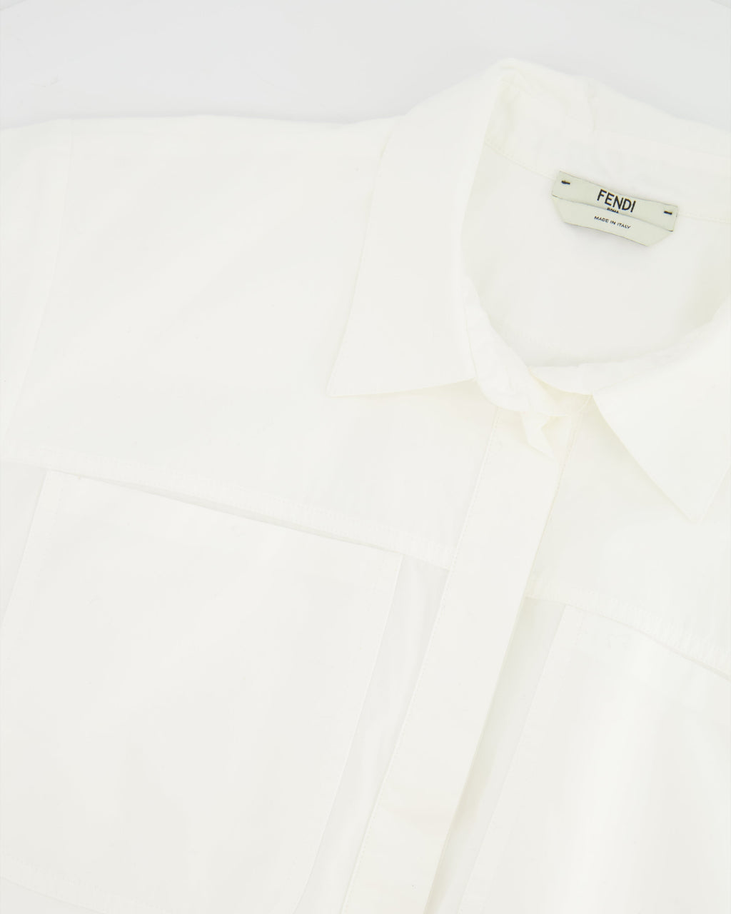 Fendi White Long-Sleeve Shirt Dress with Pockets and Logo Detail Size IT 42 (UK 10)