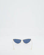 Christian Dior Gold Frame Cat eye Sunglasses with Black Lens Details