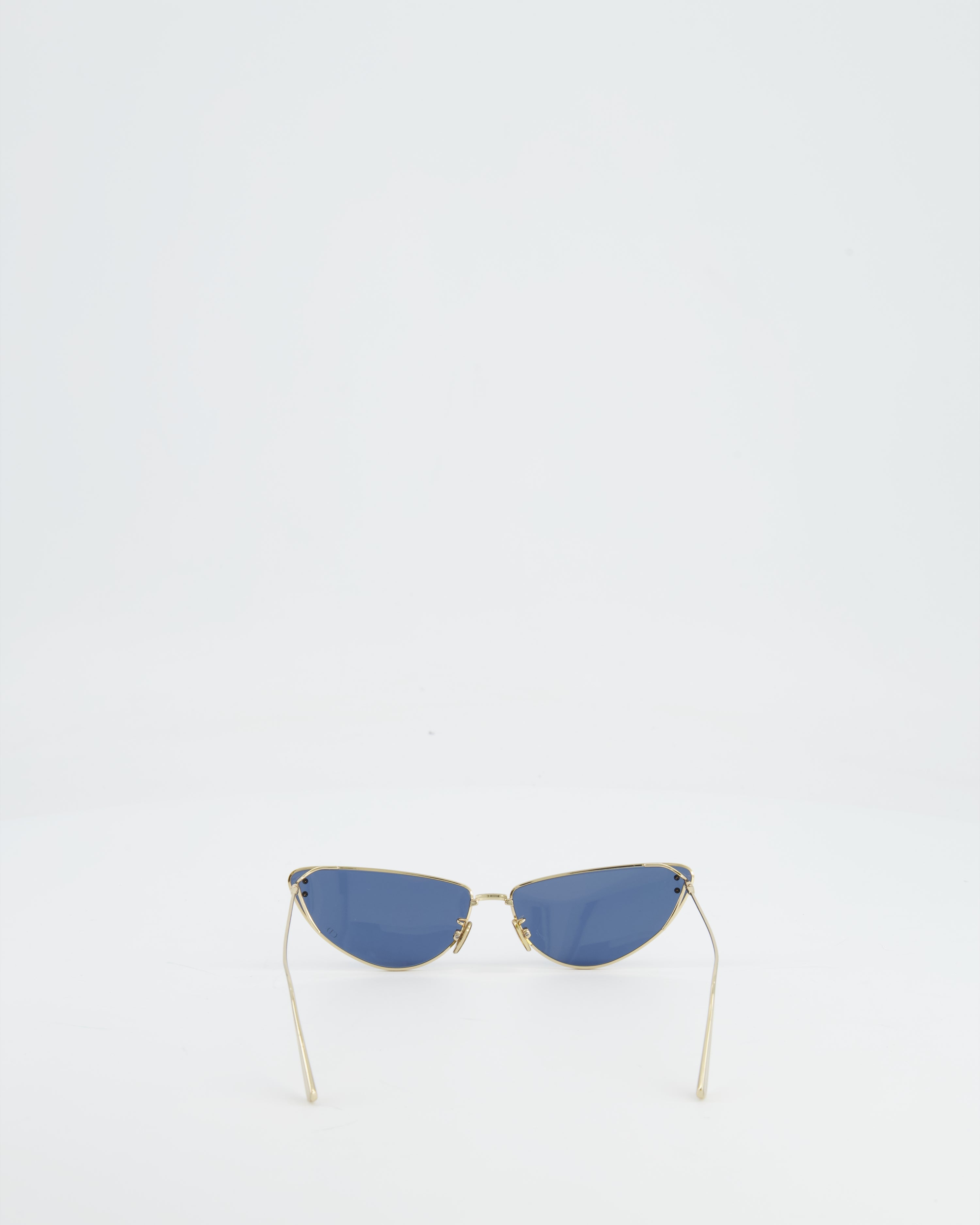 Christian Dior Gold Frame Cat eye Sunglasses with Black Lens Details