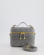 Christian Dior Grey Lambskin Leather Cannage Vanity Case Bag with Top Handle and Cross-Body Strap