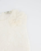 Fendi Pearl White Textured Sleeveless Dress with Mink Fur Detailing Size IT 42 (UK 10)