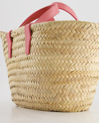 Celine Teen Classic Panier Raffia Tote Bag with Pink Logo Detail RRP £490