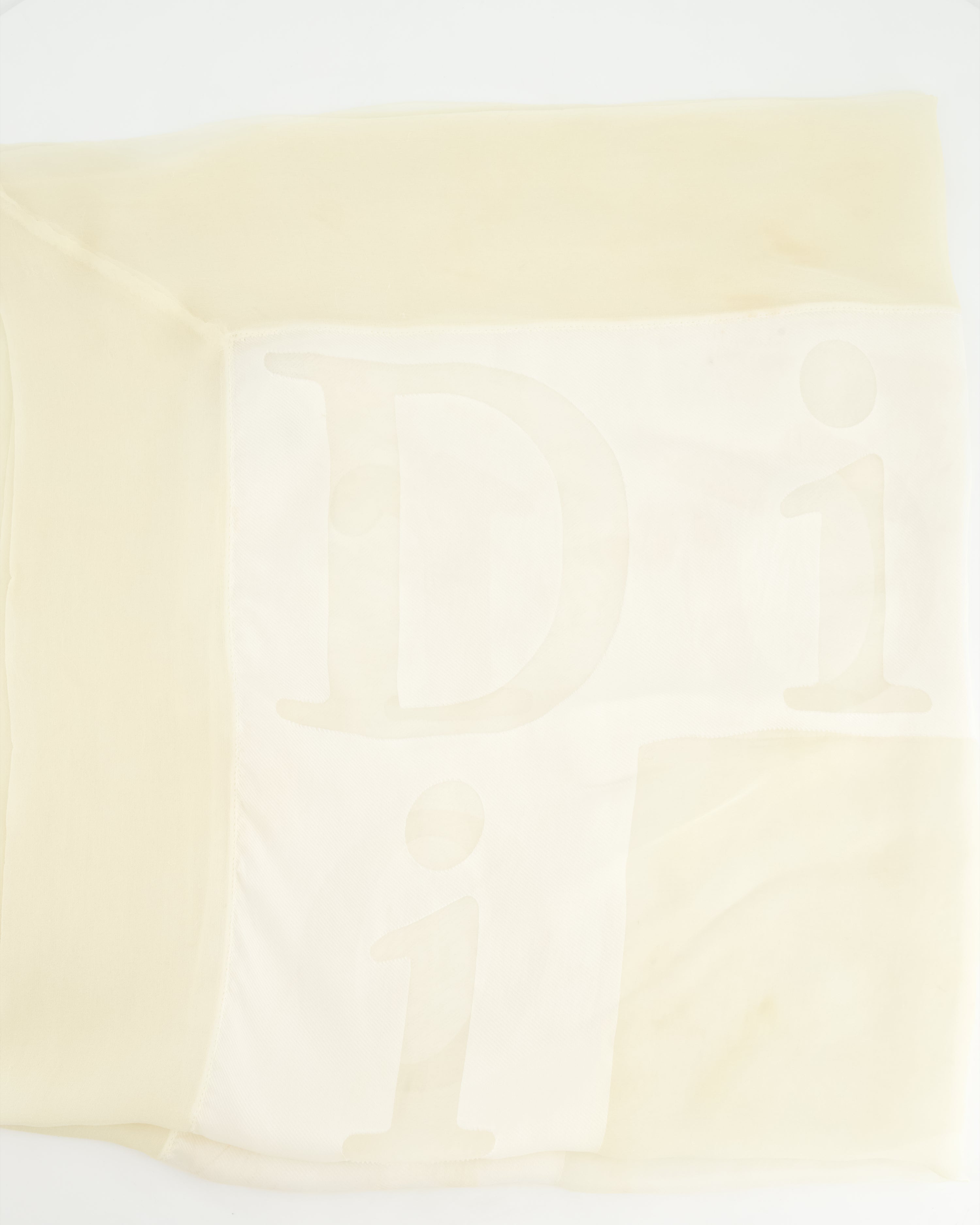 Christian Dior Sheer Ivory Chiffon Logo Scarf 90x90cm