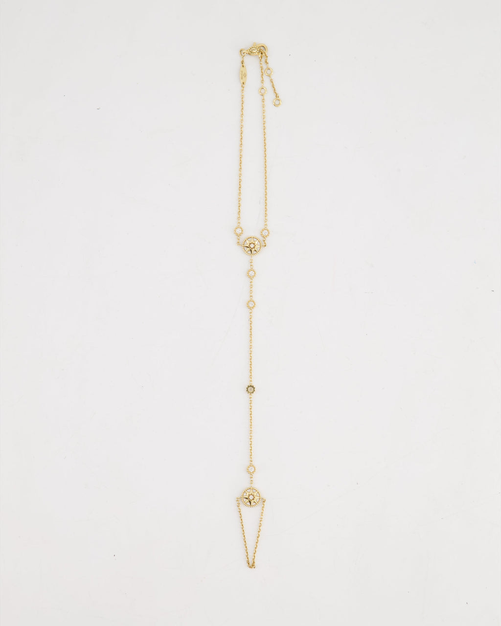 Christian Dior 18K Gold Diamond Mother of Pearl Rose Des Vents Hand Bracelet