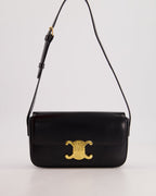 Celine Black Claude Shoulder Bag in Shiny Calfskin with Gold Hardware RRP £2150