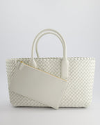 Bottega Veneta White Small Cabat Intreccio Leather Tote Bag in Lambskin Leather with Gold Hardware RRP £6,090