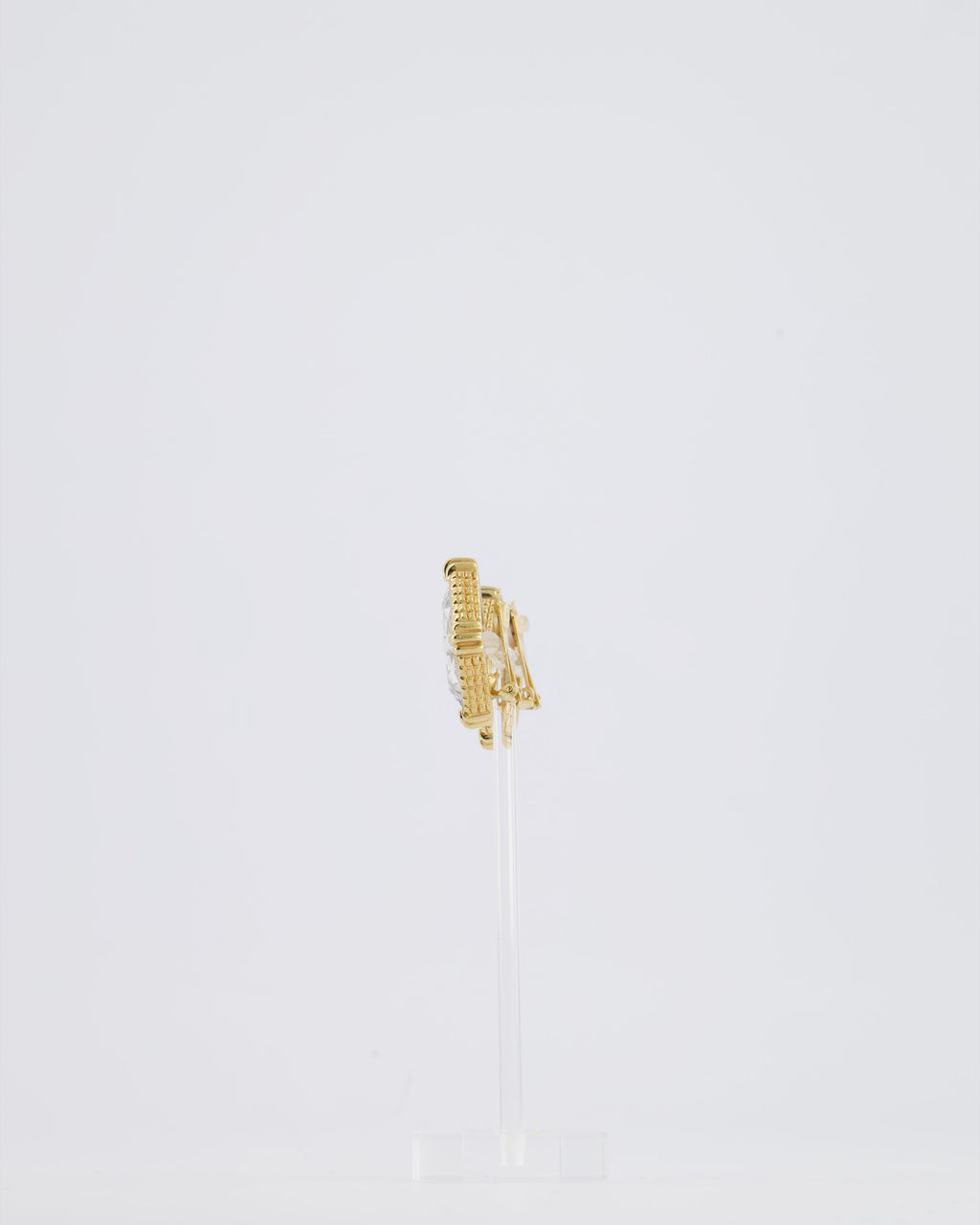 *HOT* Christian Dior Large Gold Squared Crystal Vintage Earrings