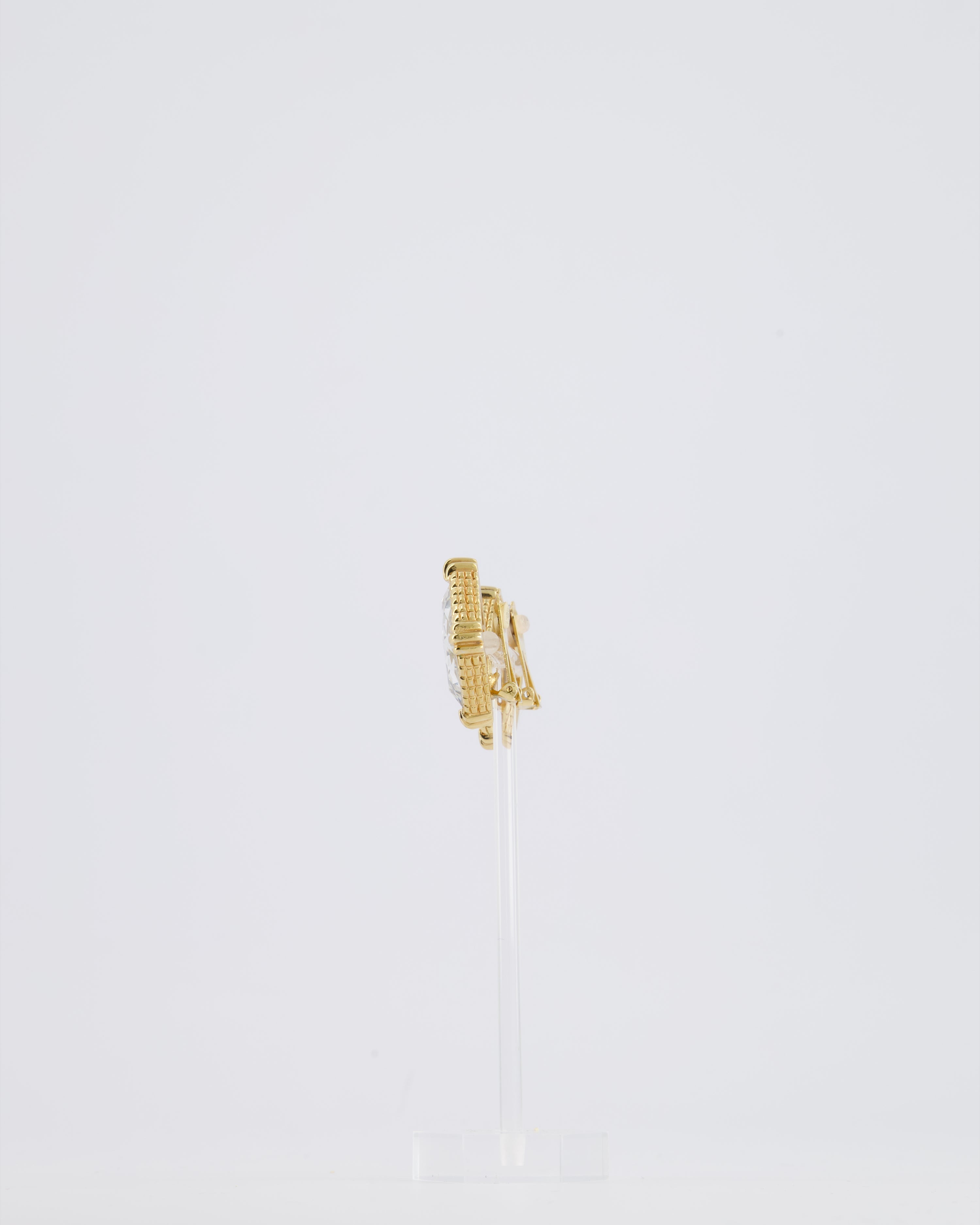 *HOT* Christian Dior Large Gold Squared Crystal Vintage Earrings