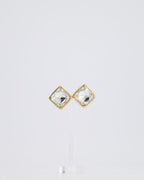 *HOT* Christian Dior Large Gold Squared Crystal Vintage Earrings
