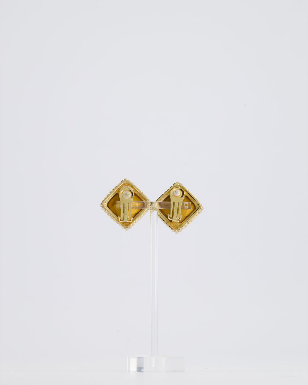 *HOT* Christian Dior Large Gold Squared Crystal Vintage Earrings