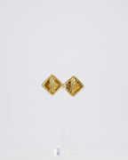*HOT* Christian Dior Large Gold Squared Crystal Vintage Earrings