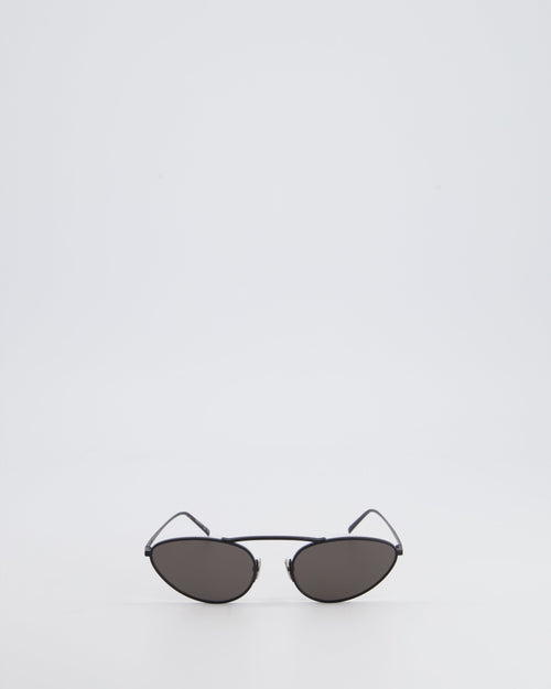 Saint Laurent Black Cat-Eye Sunglasses With Matte Black Metal Frame