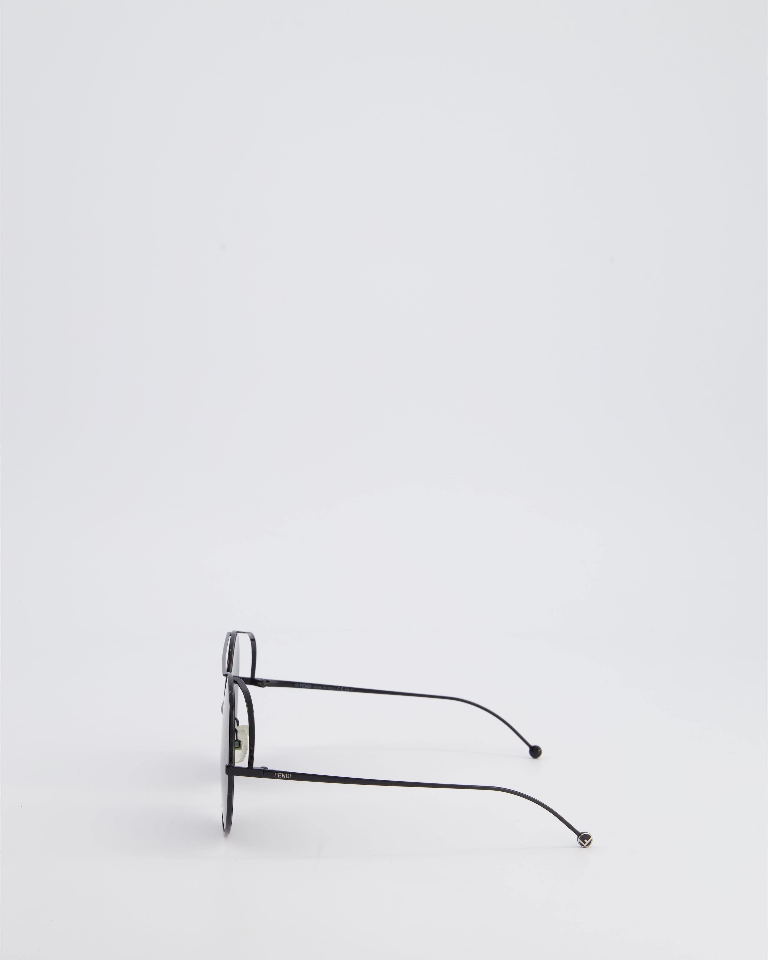 Fendi Black Large Round Logo Sunglasses