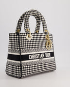 *RARE* Christian Dior Black & White Houndstooth Medium Lady Dior Bag in Canvas with Champagne Gold Hardware
