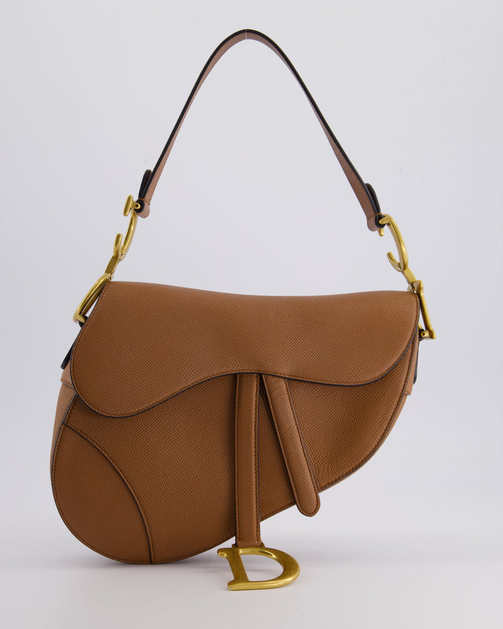 *FIRE PRICE* Christian Dior Brown Saddle Bag in Grained Calfskin Leather with Antique Gold Hardware