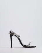 Saint Laurent Black Plexi Heel Sandal Heels with Crystal Detail Size EU 37