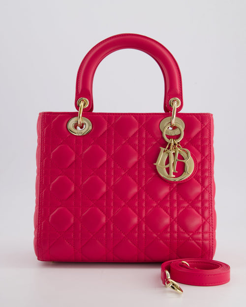 *FIRE PRICE* Christian Dior Hot Pink Lady Dior Bag in Cannage Lambskin with Silver Hardware RRP £5,300