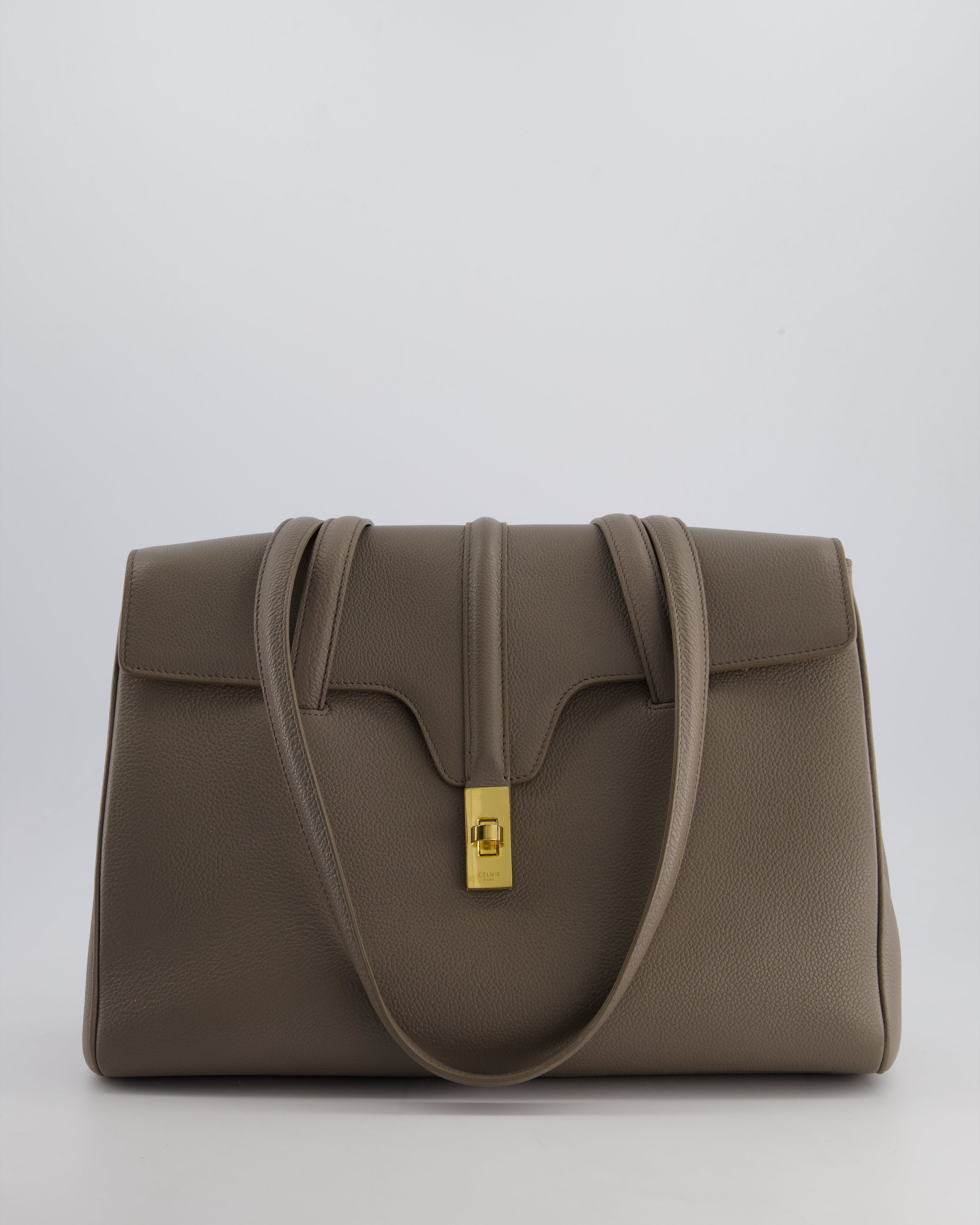 Celine Taupe Medium Soft 16 Bag in Calfskin Leather with Gold Hardware RRP £2,400
