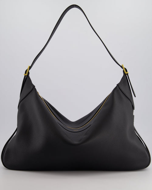 Celine Black Medium Romy Shoulder Bag in Supple Grained Calfskin Leather with Gold Hardware RRP £2,300