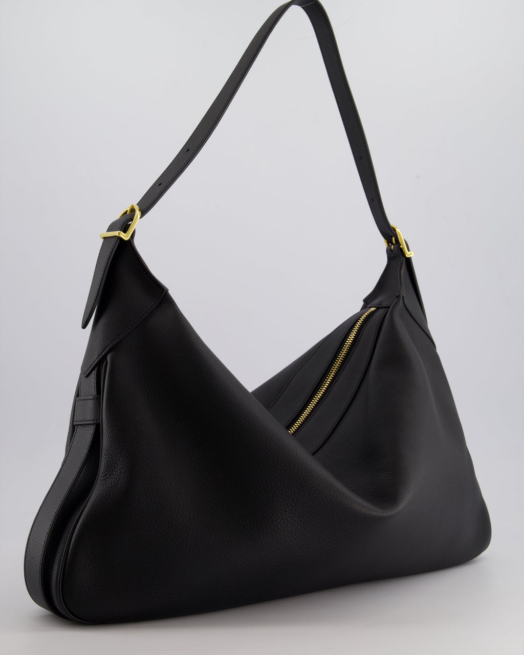 Celine Black Medium Romy Shoulder Bag in Supple Grained Calfskin Leather with Gold Hardware RRP £2,300