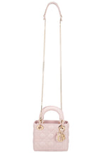 CHRISTIAN DIOR Cannage Mini Lady Dior Leather Rose