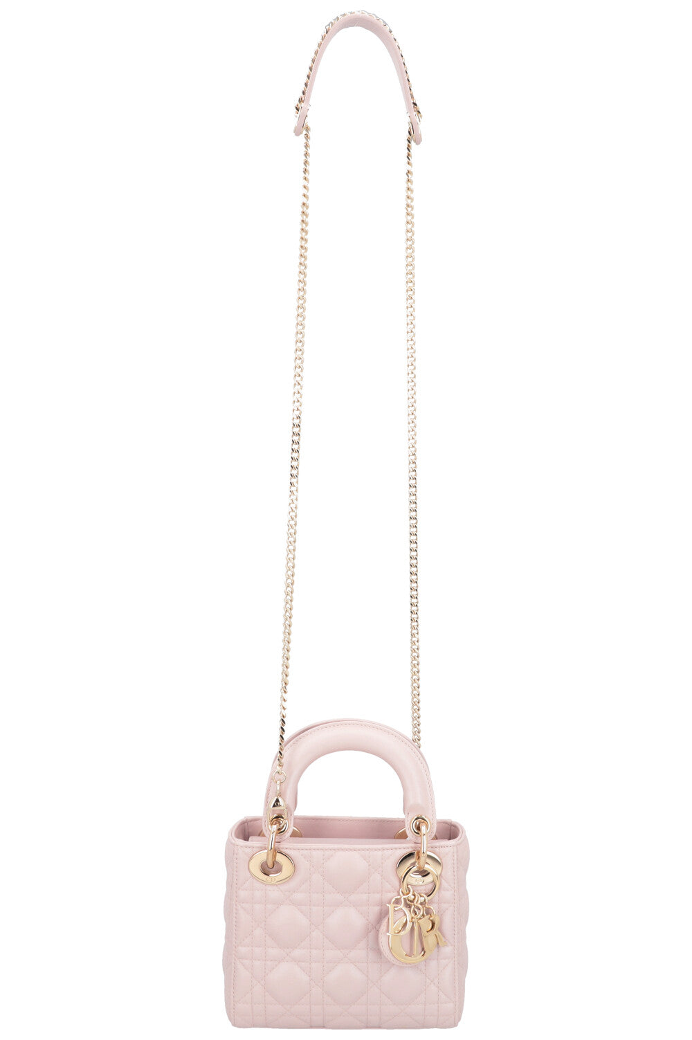 CHRISTIAN DIOR Cannage Mini Lady Dior Leather Rose