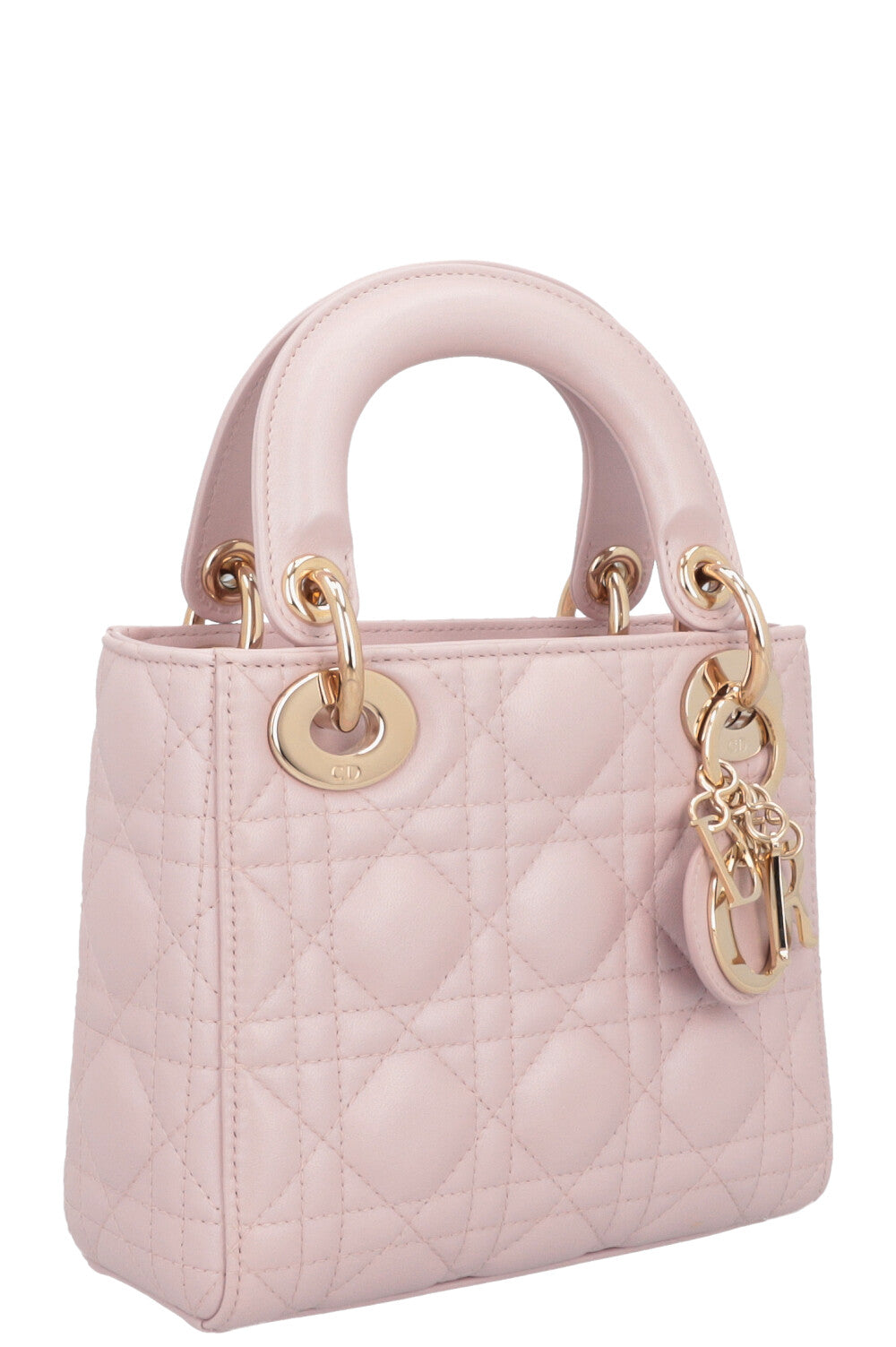 CHRISTIAN DIOR Cannage Mini Lady Dior Leather Rose