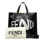 Black Fendi x Sarah Coleman Fisheye Logo Coated Canvas Shopping Tote Satchel