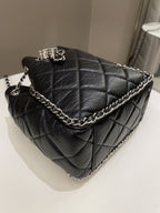 Chanel Cc Drawstring Bucket Chain Bag Black Aged Calfskin