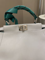 Fendi Bow Peekaboo Mini Grey/ Green Nappa Leather