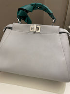 Fendi Bow Peekaboo Mini Grey/ Green Nappa Leather