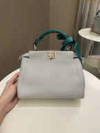 Fendi Bow Peekaboo Mini Grey/ Green Nappa Leather